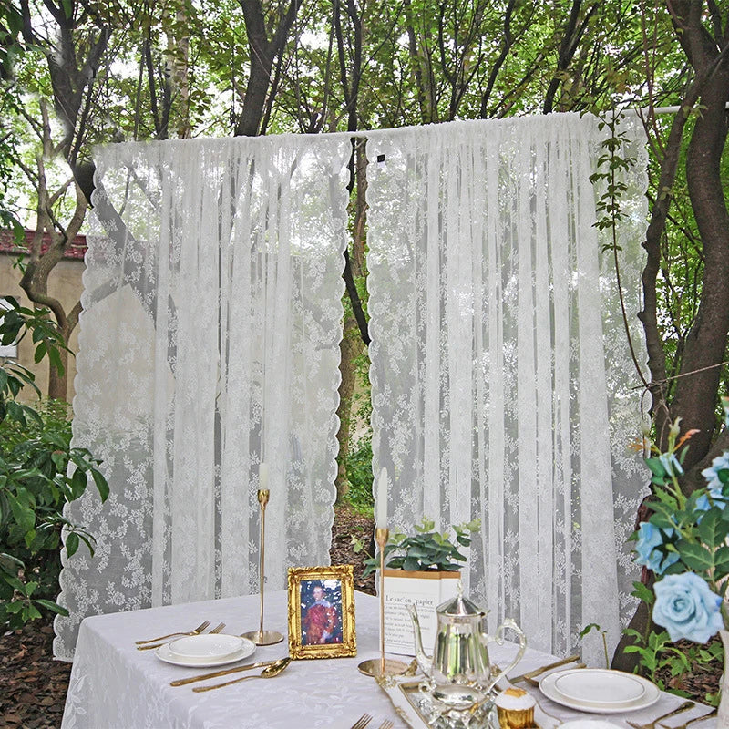 French Lace Sheer Curtains - White Tulle Voile Drapes for Bedroom & Living Room