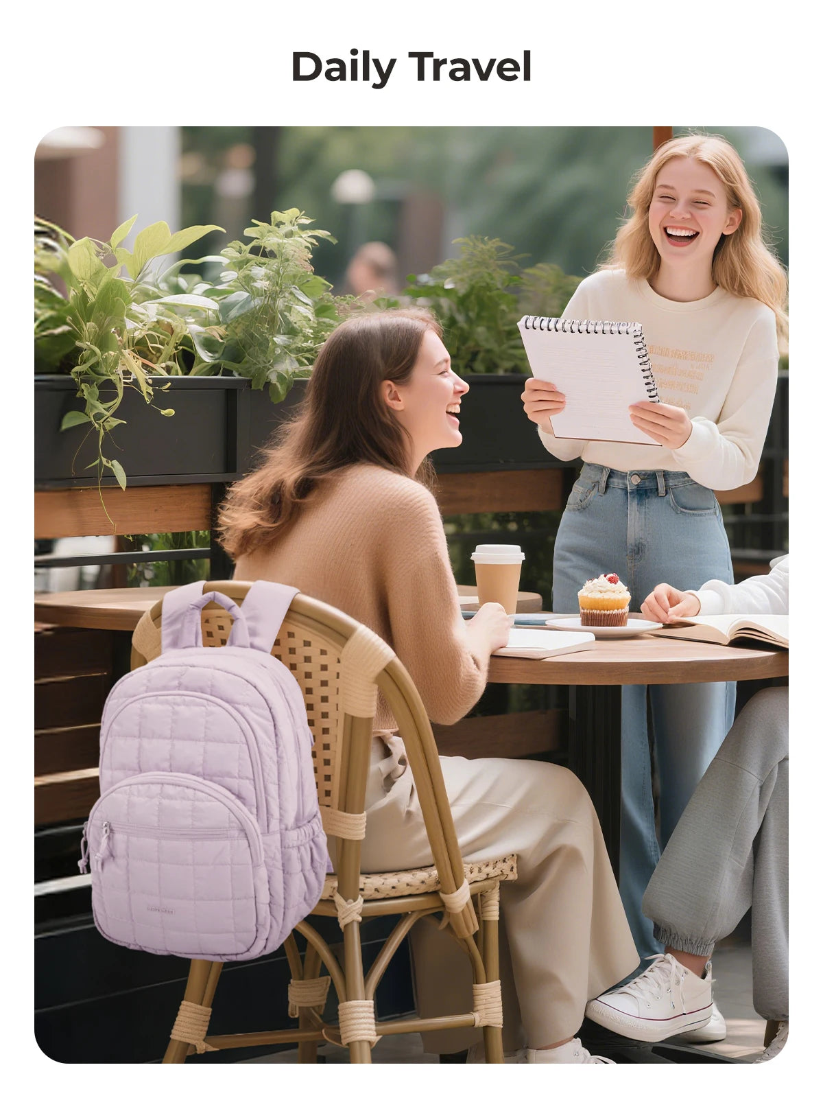 Quilted Casual Daypack with Padded Laptop Compartment