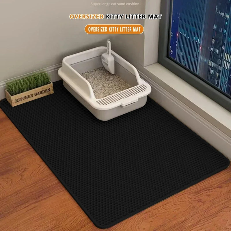 Double-Layer Cat Litter Mat with Waterproof Base