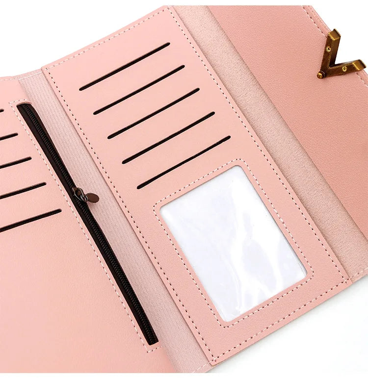 Women's Tri-Fold PU Leather Wallet with Coin Pocket
