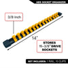 ABS socket organizer rail set with 15 clips for 3/8 inch drive sockets