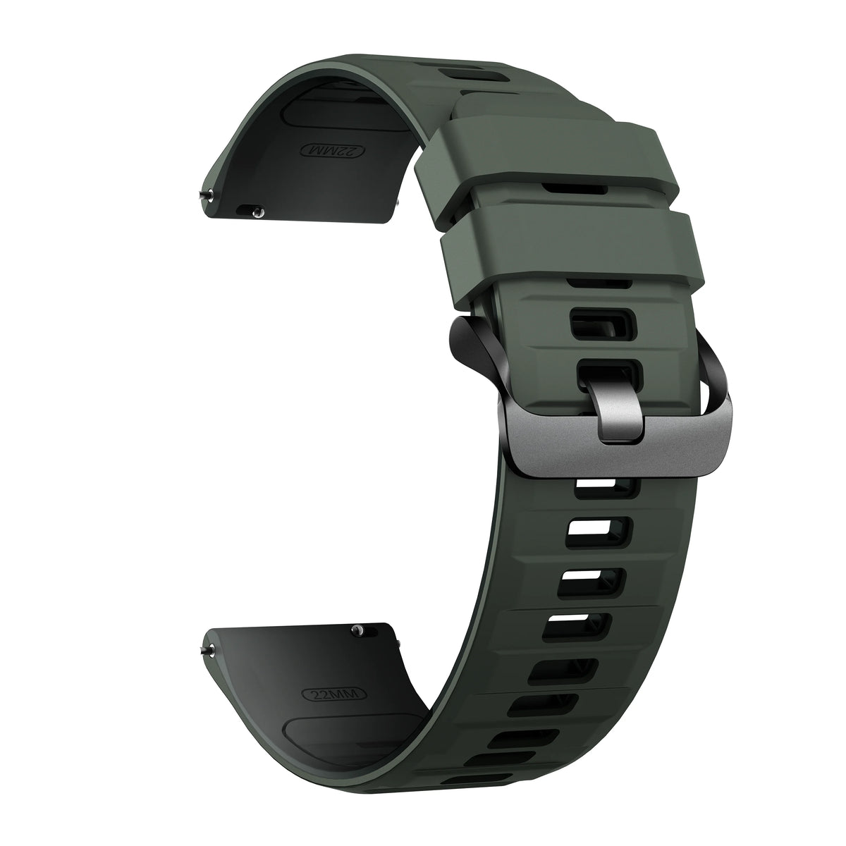 A dark green silicone watch band and protective case for a Redmi Watch Active 5 or Watch 5 Lite.