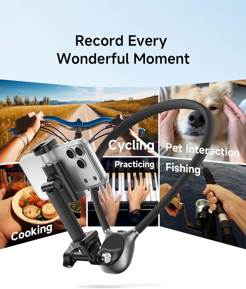 Hands-Free Neck Phone Mount with Magnetic Quick-Release