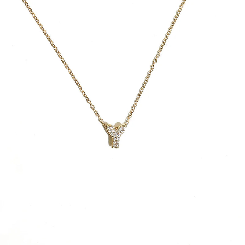 Initial Letter Pendant Necklace with Cubic Zirconia