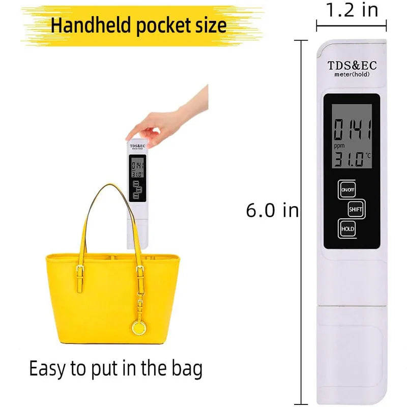 3-in-1 Digital Water Quality Tester with LCD Display