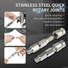 Stainless steel quick rotary joints for coupling airless spray hoses shown in various angles