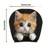 Cute Orange Cat Print Car Headrest Pillow Covers (Pair)