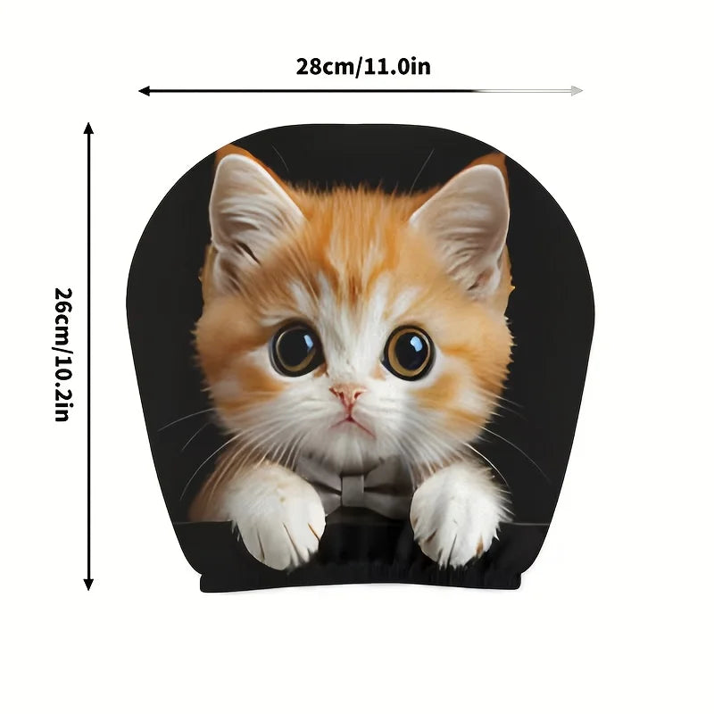 Cute Orange Cat Print Car Headrest Pillow Covers (Pair)