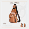 Men's Genuine Leather Sling Backpack with USB Charging Port