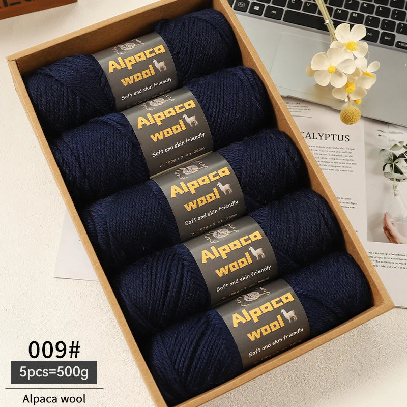 Chunky Alpaca Wool Knitting Yarn – 500g Multi-Color Set for Cozy Winter Projects