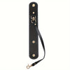 Schwarzes Vintage-Lederhandschuhriemen und Handtuchhalter mit Messing-Hardware.