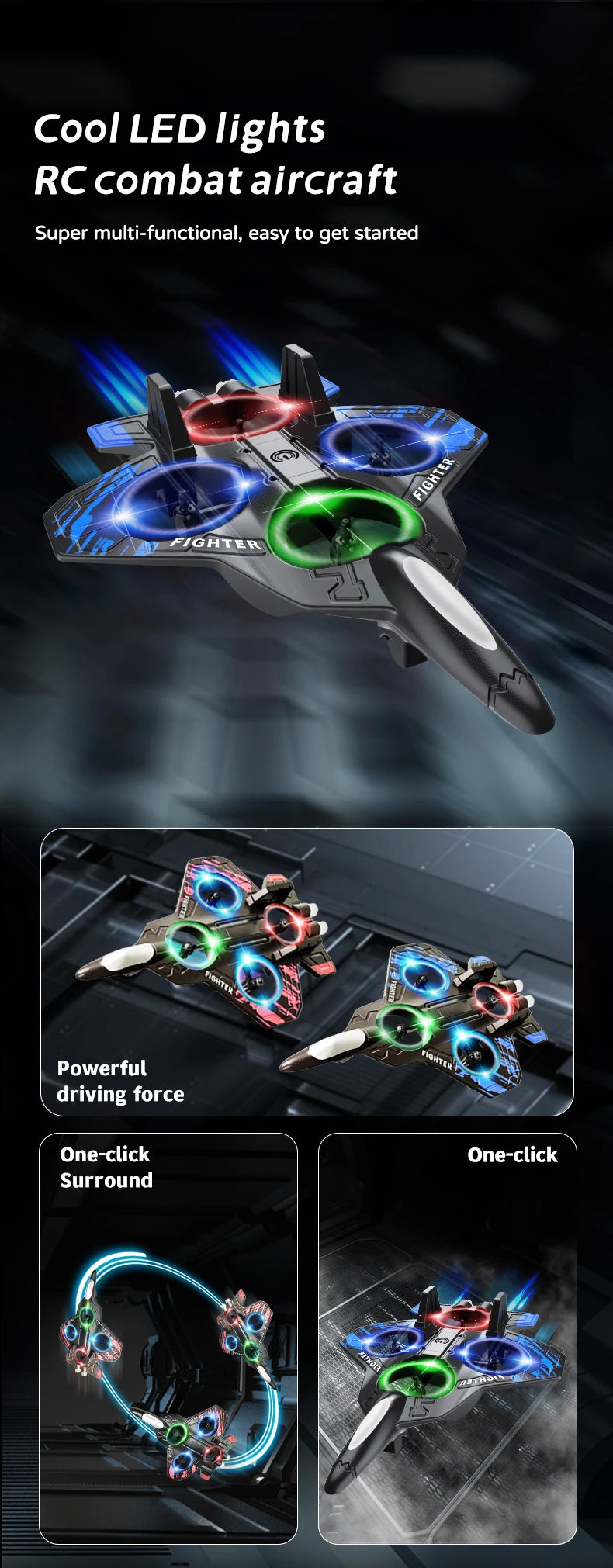 RC Stunt Foam Airplane with LED Lights