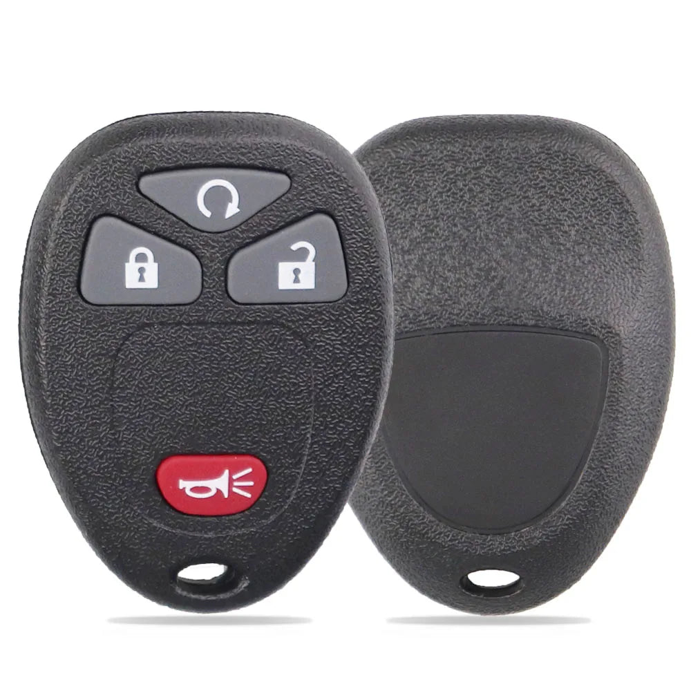 A black replacement remote key fob with three buttons, including a lock icon and a panic button.