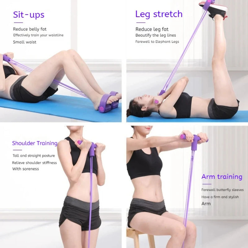 6-Tube Resistance Band with Foot Pedal