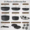 15-Piece Non-Stick Cookware Set with Detachable Handles