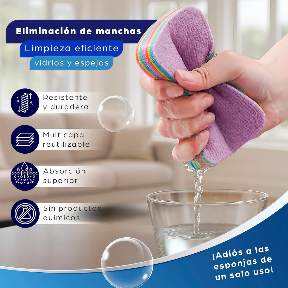 Rainbow Tear-Off Kitchen Sponge Cloth for Dishes and Surfaces