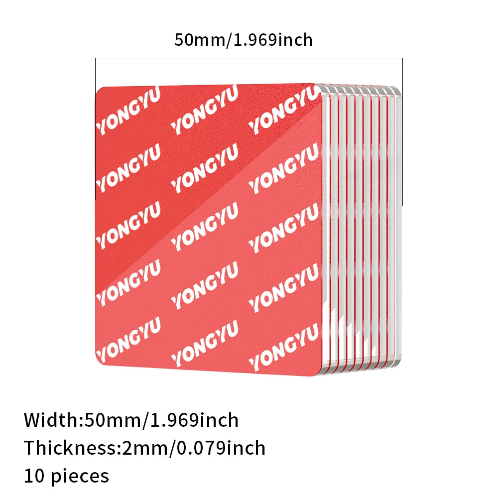 A set of ten red double-sided adhesive pads for mounting car cameras and dash cams.