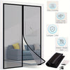 A modern sliding glass door with a magnetic mesh screen installed, featuring pet-friendly and bug-proof features.