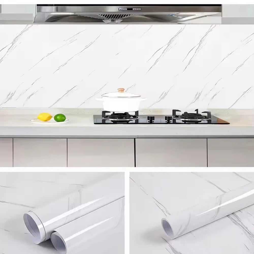 Marble Peel-and-Stick Waterproof Wallpaper for Kitchen & Bathroom