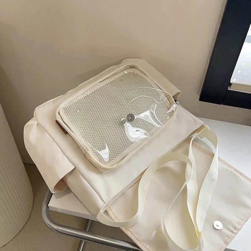Y2K Transparent Ita Bag with DIY Badge Display Panel