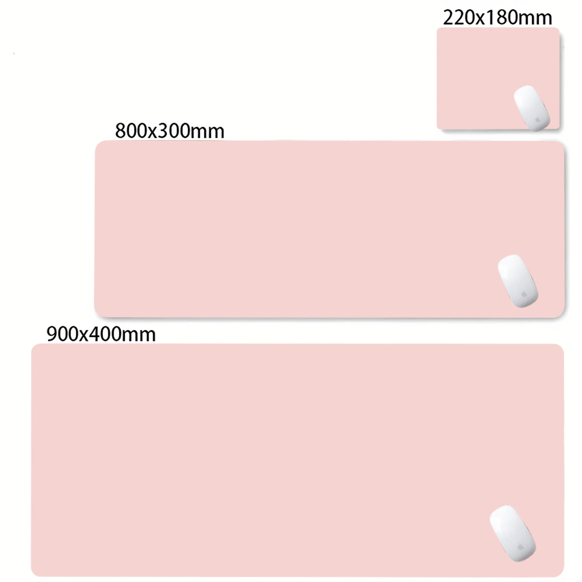 Pink oversized non-slip desk mat with a white mouse visible on the surface