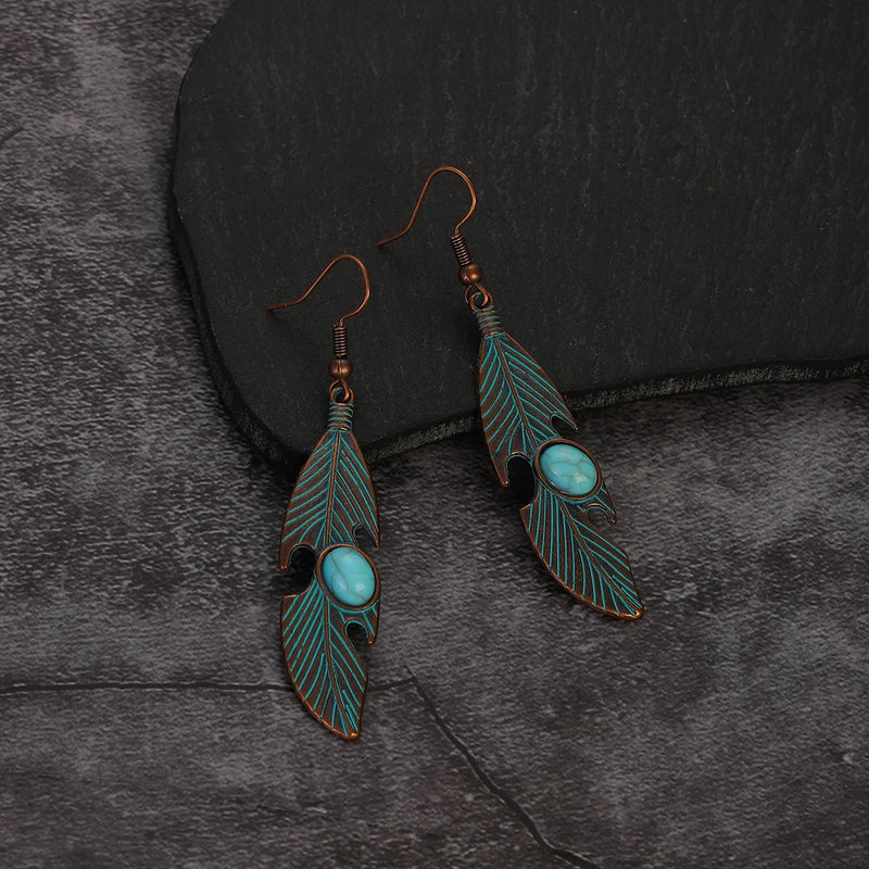 Boho Turquoise Geometric Drop Earrings