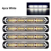 Four white LED strobe warning light bars shown in various sizes and configurations.
