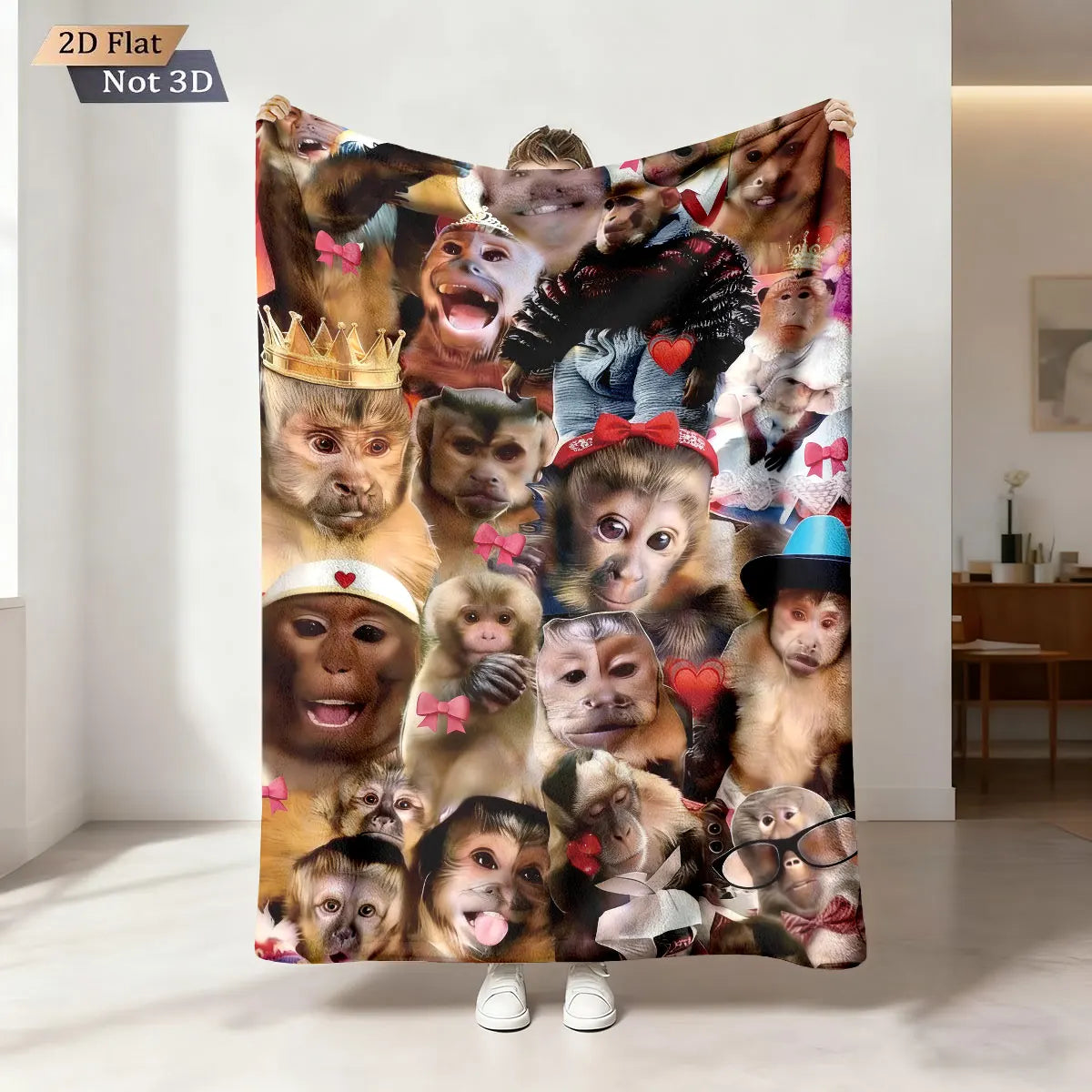 Funny Monkey Print Flannel Blanket – Soft & Cozy Throw