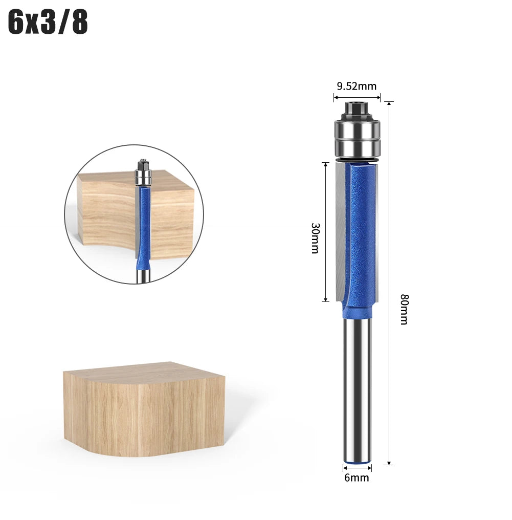 Flush Trim Router Bits with Dual Bearings – Set of 4 Sizes