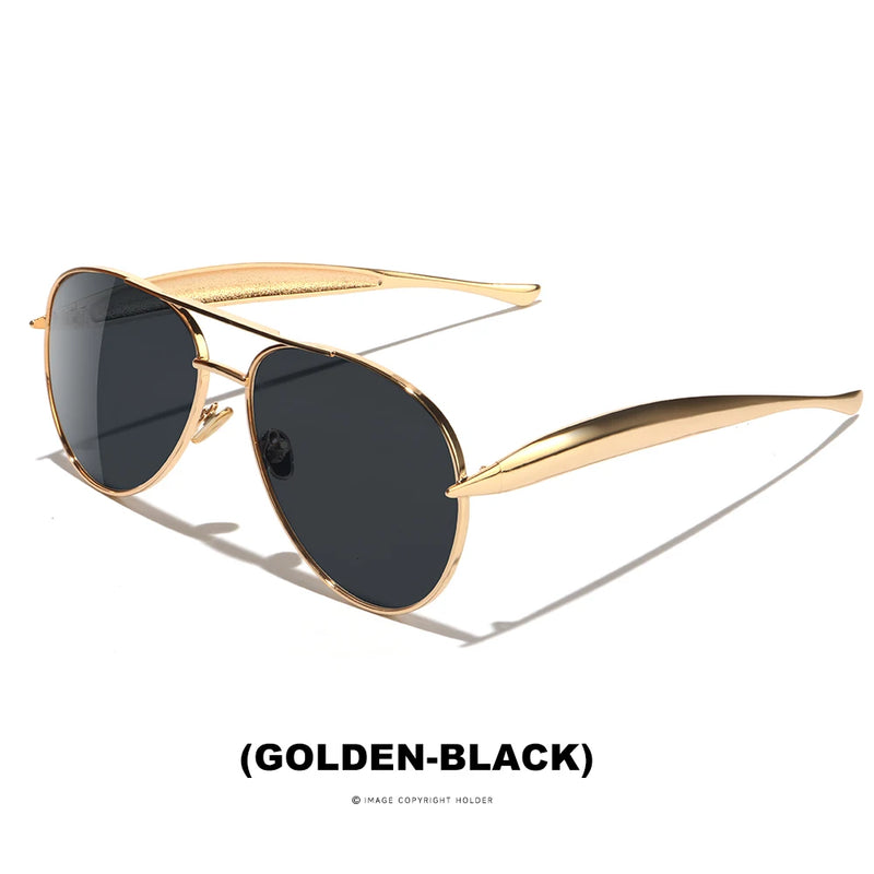 Oversized Aviator Sunglasses with Gradient Champagne Lenses