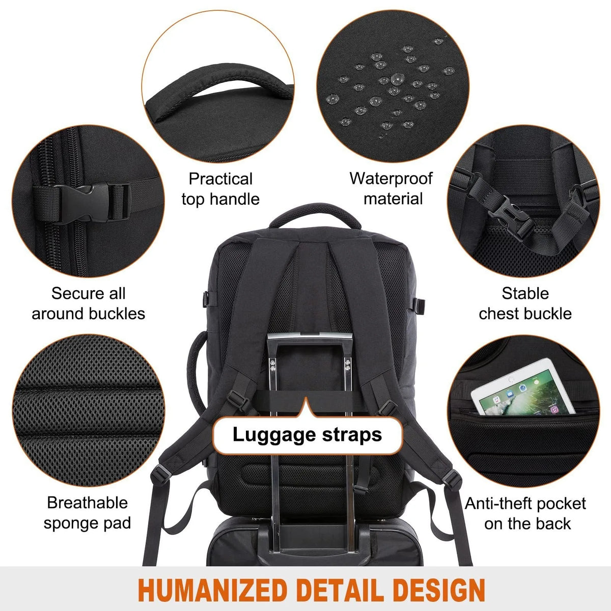 Expandable Travel Backpack with 4 Packing Cubes