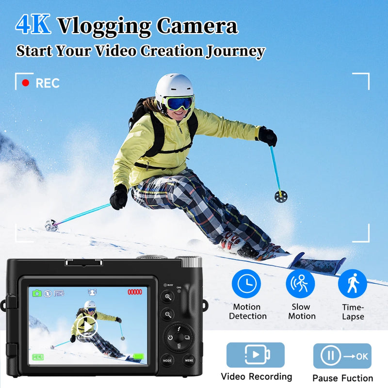 4K Pocket-Kamera mit 48-MP-Sensor und 3-Zoll-Schwenkdisplay