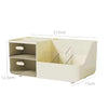 A light beige desk organizer featuring two transparent drawers for storage.