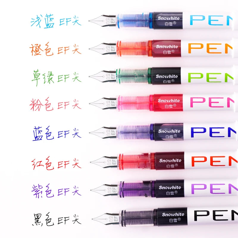 Fine Point Disposable Fountain Pens with Stainless Steel Nib (8-Pack, Assorted Colors)