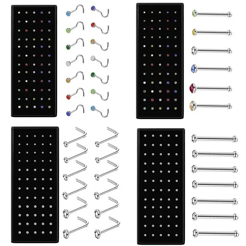Ensemble de Piercings de Nez en Acier Inoxydable Géométrique