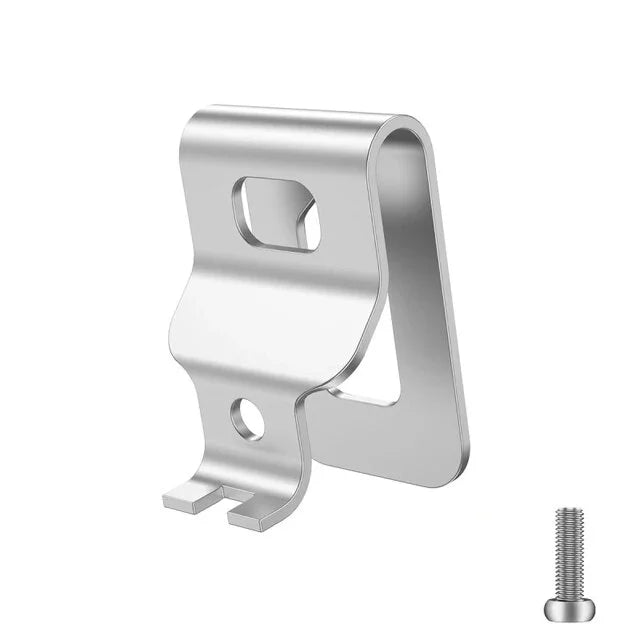 Silver belt clip hook bit holder for cordless drills