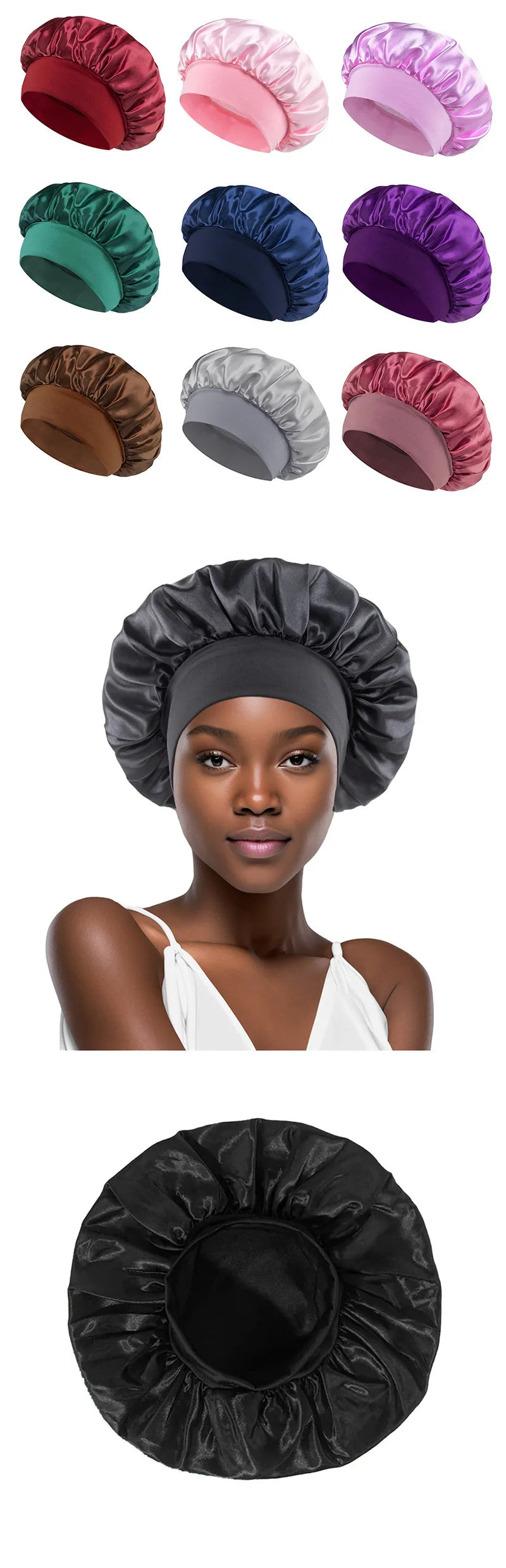 Satin Sleep Bonnet with Adjustable Comfort Band