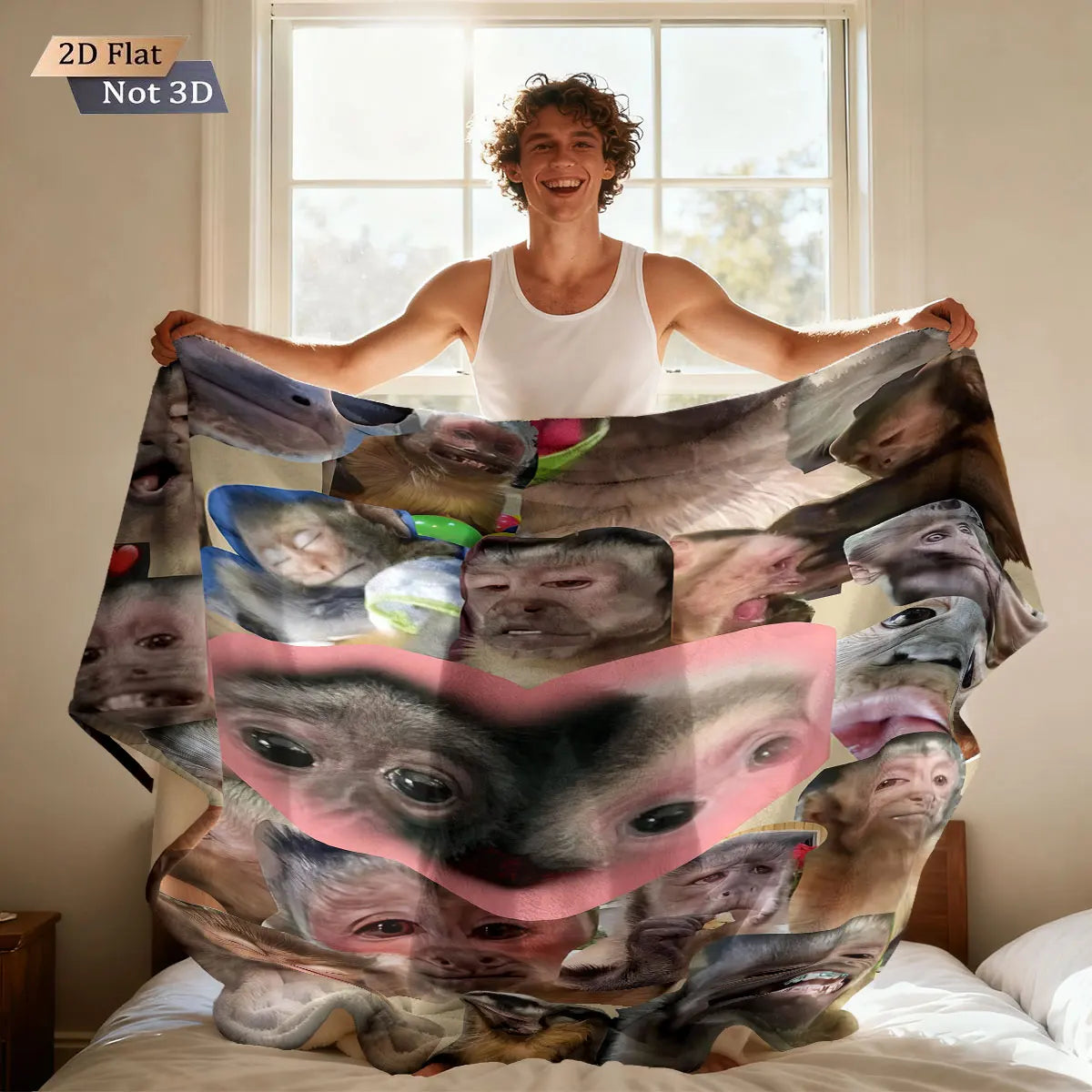 Funny Monkey Print Flannel Blanket – Soft & Cozy Throw