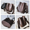 A brown crocodile pattern vintage alligator crossbody bag shown in multiple angles on a white fluffy surface.