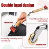 A double-headed silicone roller tool with a wooden handle and a copper flat wheel for welding small or large areas of solder.