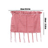 Red and white plaid farmhouse oven skirt with ruffled trim