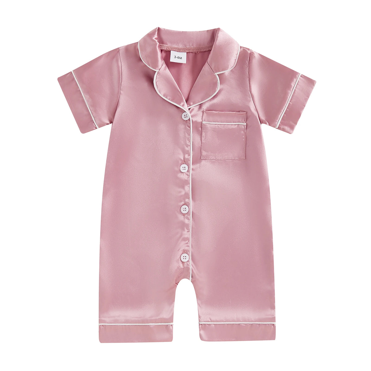 Satin Baby Pajama Jumpsuit with Button-Up Front