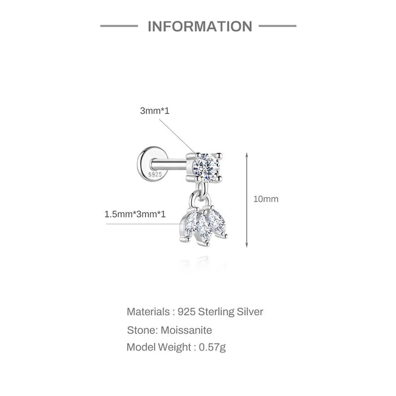 925 Sterling Silver Moissanite Bowknot Stud Earrings