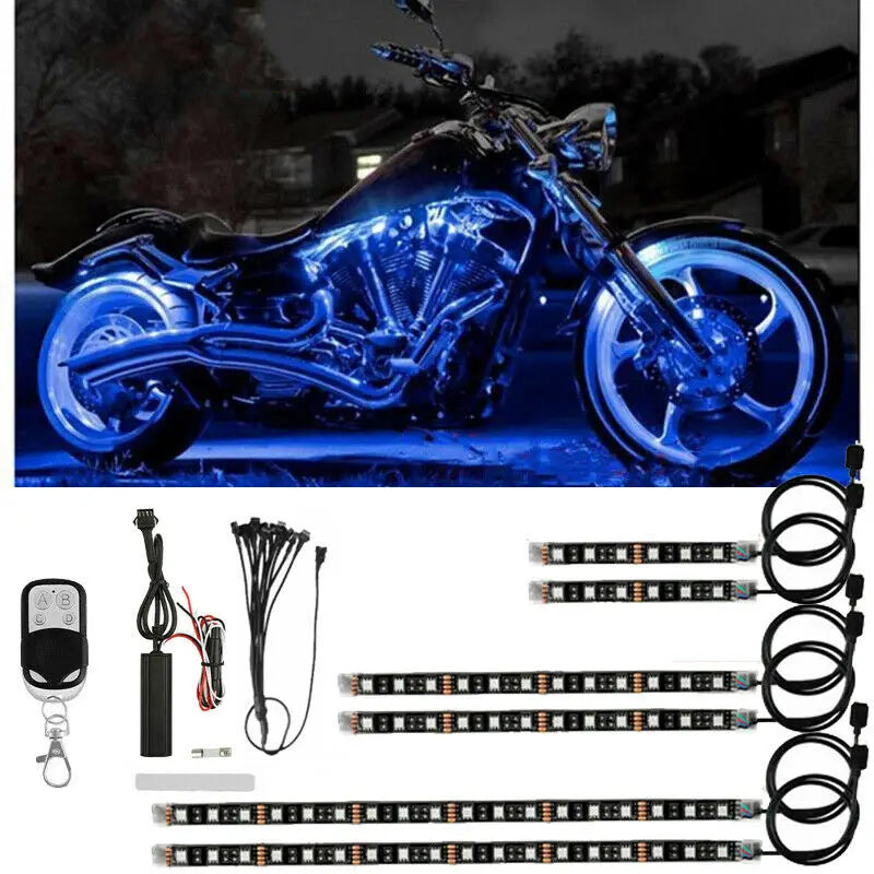 RGB Motorcycle Under-Glow LED Light Kit with Remote