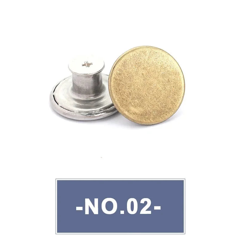 No-Sew Replacement Jeans Buttons - 17mm Metal Snap Buttons