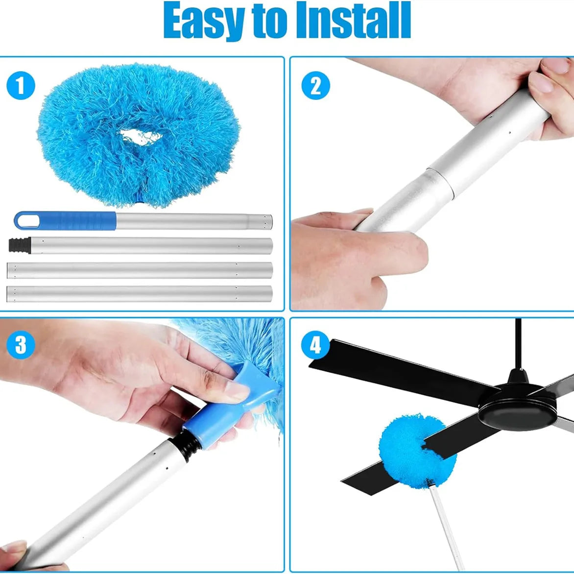 Ceiling Fan Cleaner with Extendable Pole and Microfiber Head