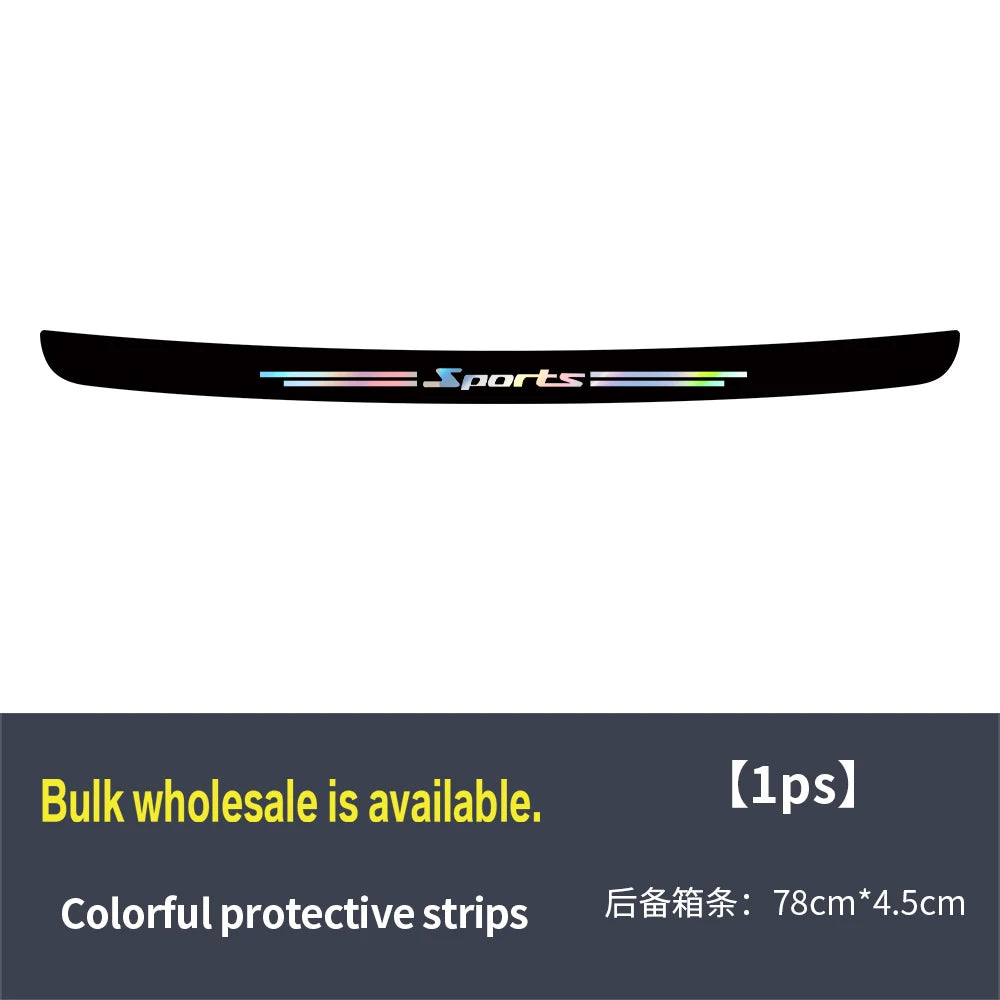 Black laser car door sill protector strips with colorful decorative accents