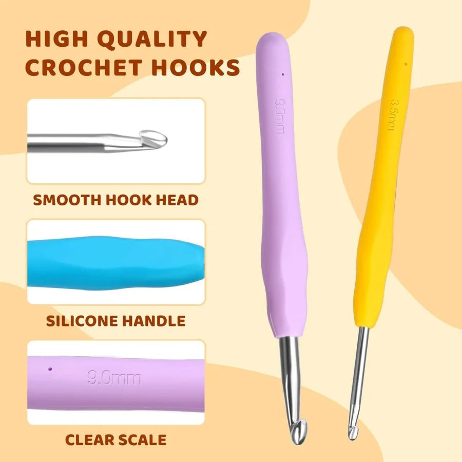 Ergonomic Crochet Hook Set with Accessories and Storage Bag