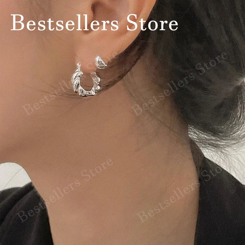 Aretes de Aro Retorcidos en Plata de Ley