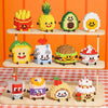 A set of cute micro building blocks dessert figurines featuring various fruits and foods like pineapple, avocado, and bread.